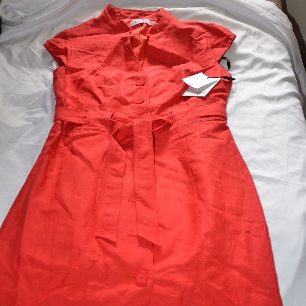 Calvin Klein Sleeveless Linen Dress